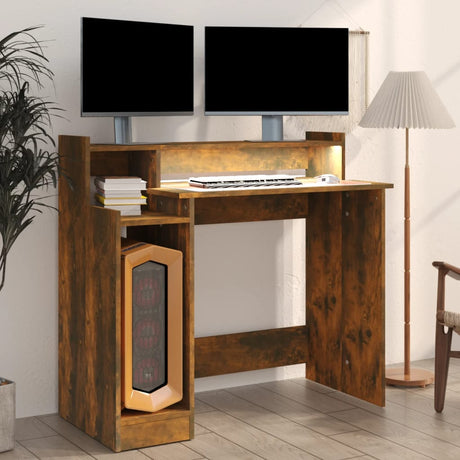 Wooden Desk 97cm Wide for Home And Office With LED Lights - Vantage Home