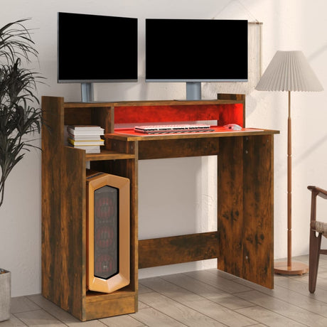 Wooden Desk 97cm Wide for Home And Office With LED Lights - Vantage Home
