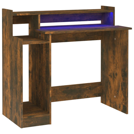 Wooden Desk 97cm Wide for Home And Office With LED Lights - Vantage Home