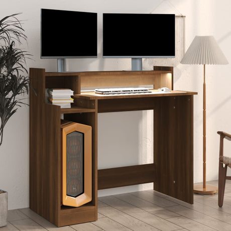 Wooden Desk 97cm Wide for Home And Office With LED Lights - Vantage Home