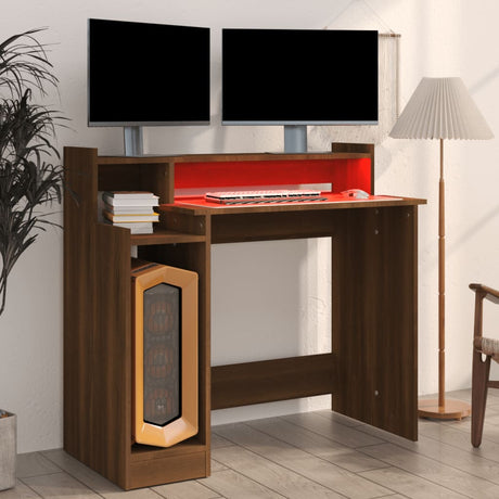 Wooden Desk 97cm Wide for Home And Office With LED Lights - Vantage Home