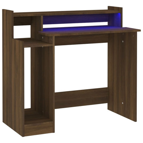 Wooden Desk 97cm Wide for Home And Office With LED Lights - Vantage Home