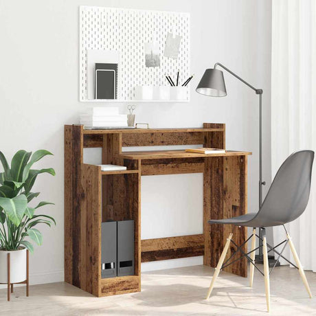 Wooden Desk 97cm Wide for Home And Office With LED Lights - Vantage Home