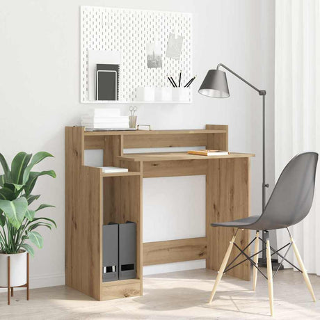 Wooden Desk 97cm Wide for Home And Office With LED Lights - Vantage Home