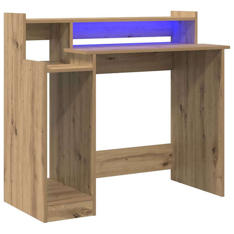 Wooden Desk 97cm Wide for Home And Office With LED Lights - Vantage Home