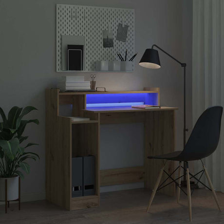 Wooden Desk 97cm Wide for Home And Office With LED Lights - Vantage Home
