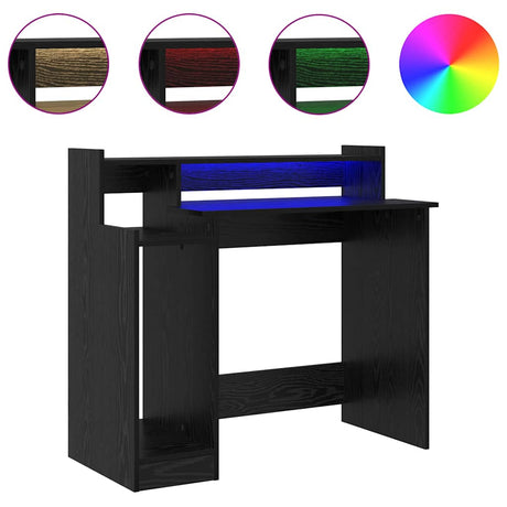 Wooden Desk 97cm Wide for Home And Office With LED Lights - Vantage Home