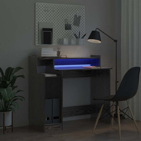 Wooden Desk 97cm Wide for Home And Office With LED Lights - Vantage Home