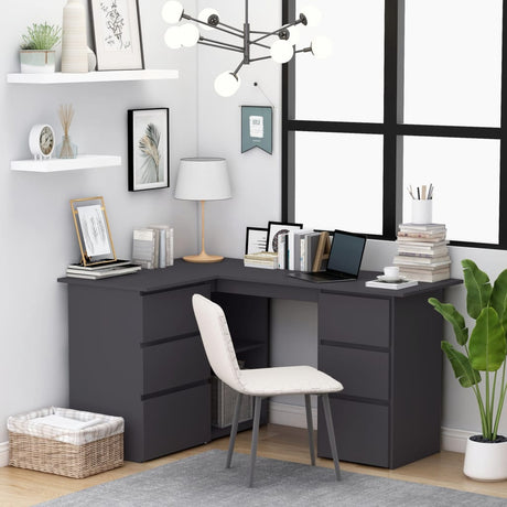 Wooden Desk Corner for Home And Office With 2 Doors And 4 Drawers - Vantage Home