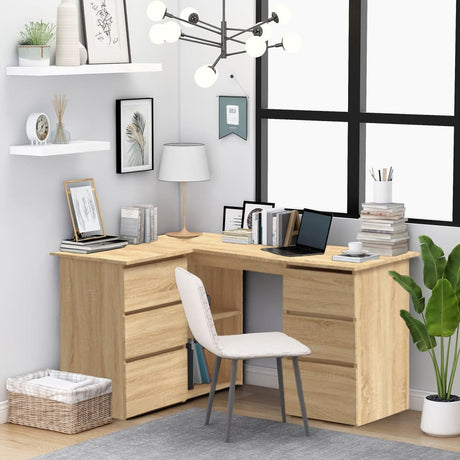 Wooden Desk Corner for Home And Office With 2 Doors And 4 Drawers - Vantage Home