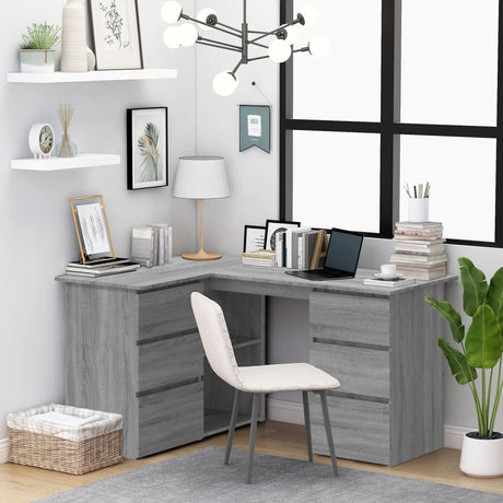 Wooden Desk Corner for Home And Office With 2 Doors And 4 Drawers - Vantage Home