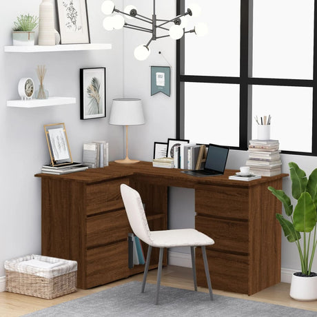 Wooden Desk Corner for Home And Office With 2 Doors And 4 Drawers - Vantage Home