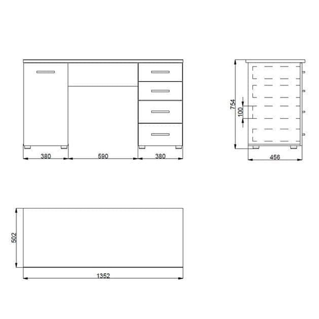 Wooden Desk for Home And Office With 1 Door 4 Drawers - Liberty