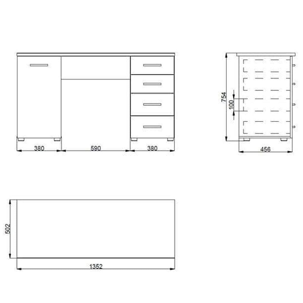 Wooden Desk for Home And Office With 1 Door 4 Drawers - Liberty