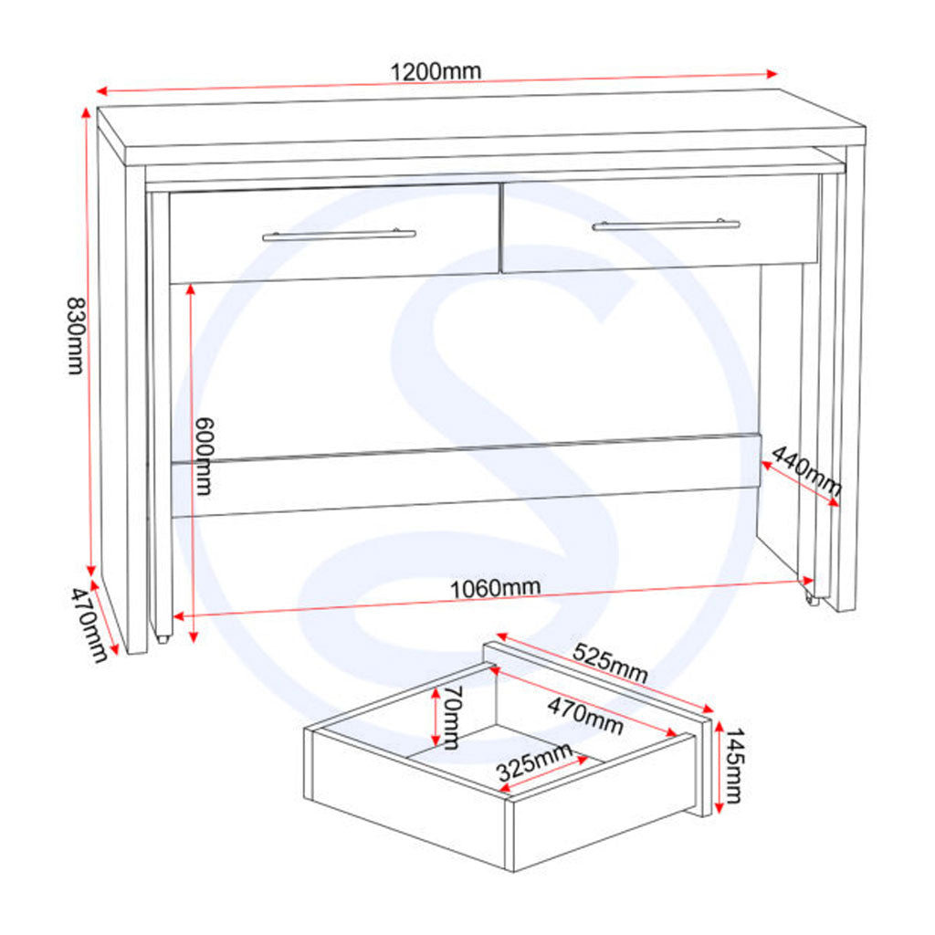 Wooden Desk for Home And Office With 2 Drawer - Seville