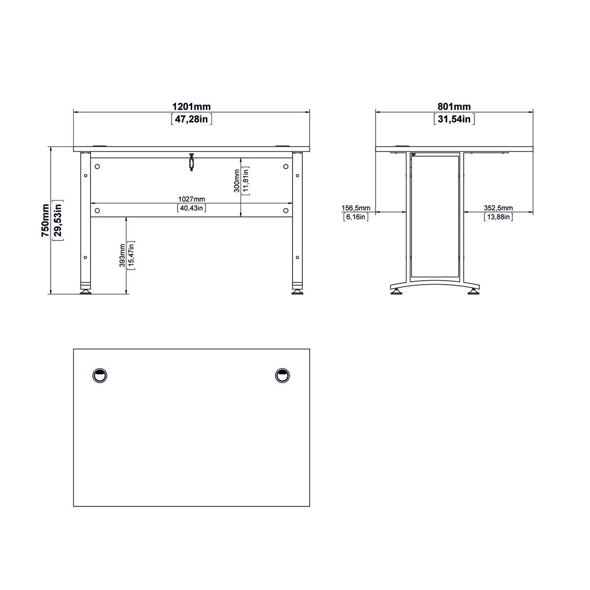 Wooden Desk for Home And Office 120cm Wide in Oak - Prima