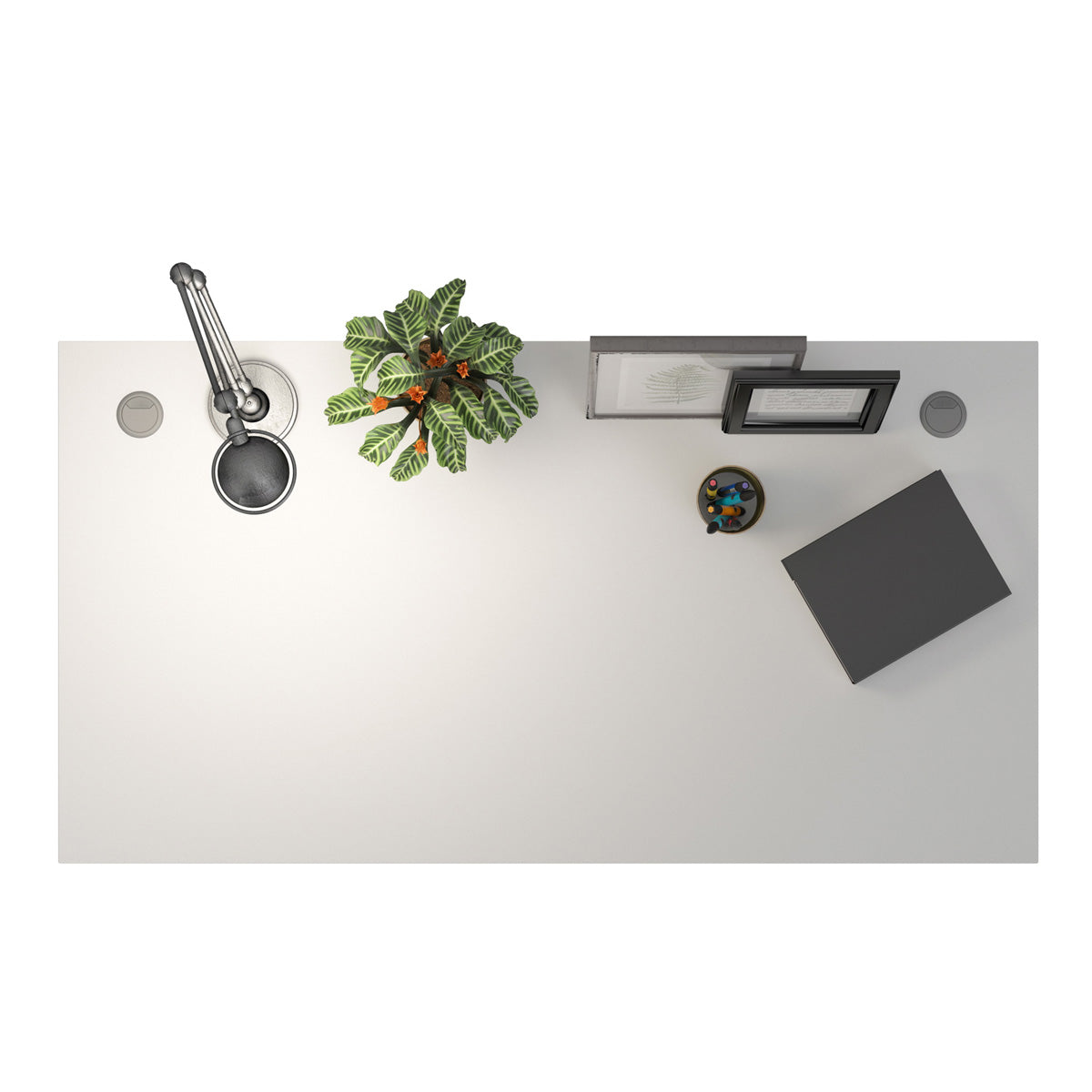 Wooden Desk for Home And Office 150cm Wide in White With Height Adjustable Legs - Prima