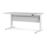 Wooden Desk for Home And Office 150cm Wide in White With Height Adjustable Legs - Prima