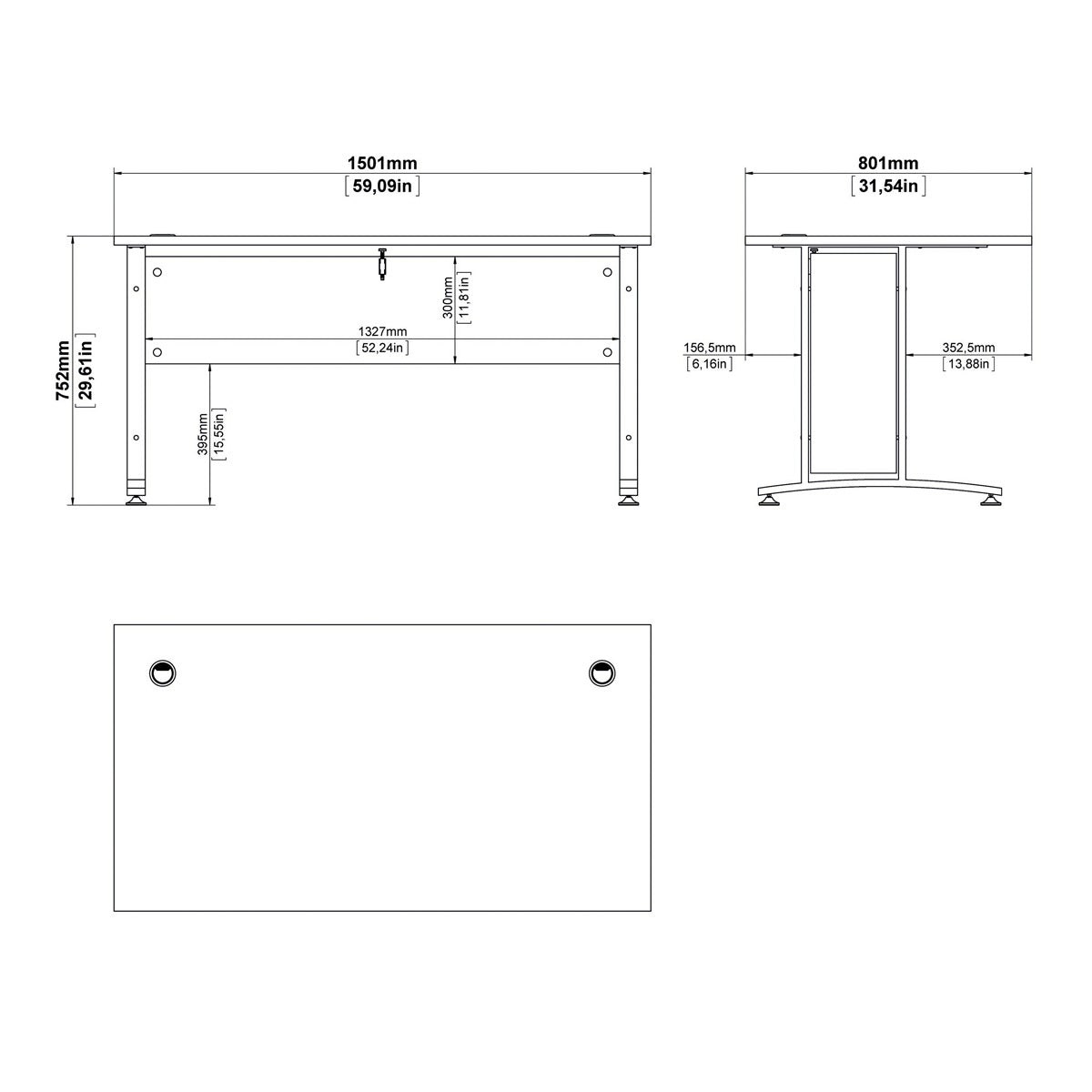 Wooden Desk for Home And Office 150cm Wide in White - Prima