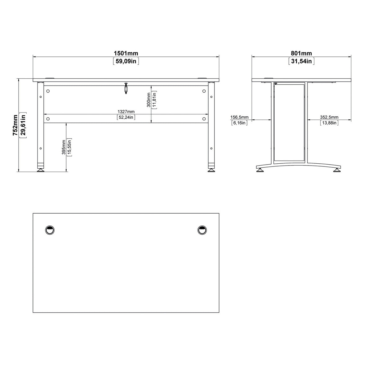Wooden Desk for Home And Office 150cm Wide in White - Prima