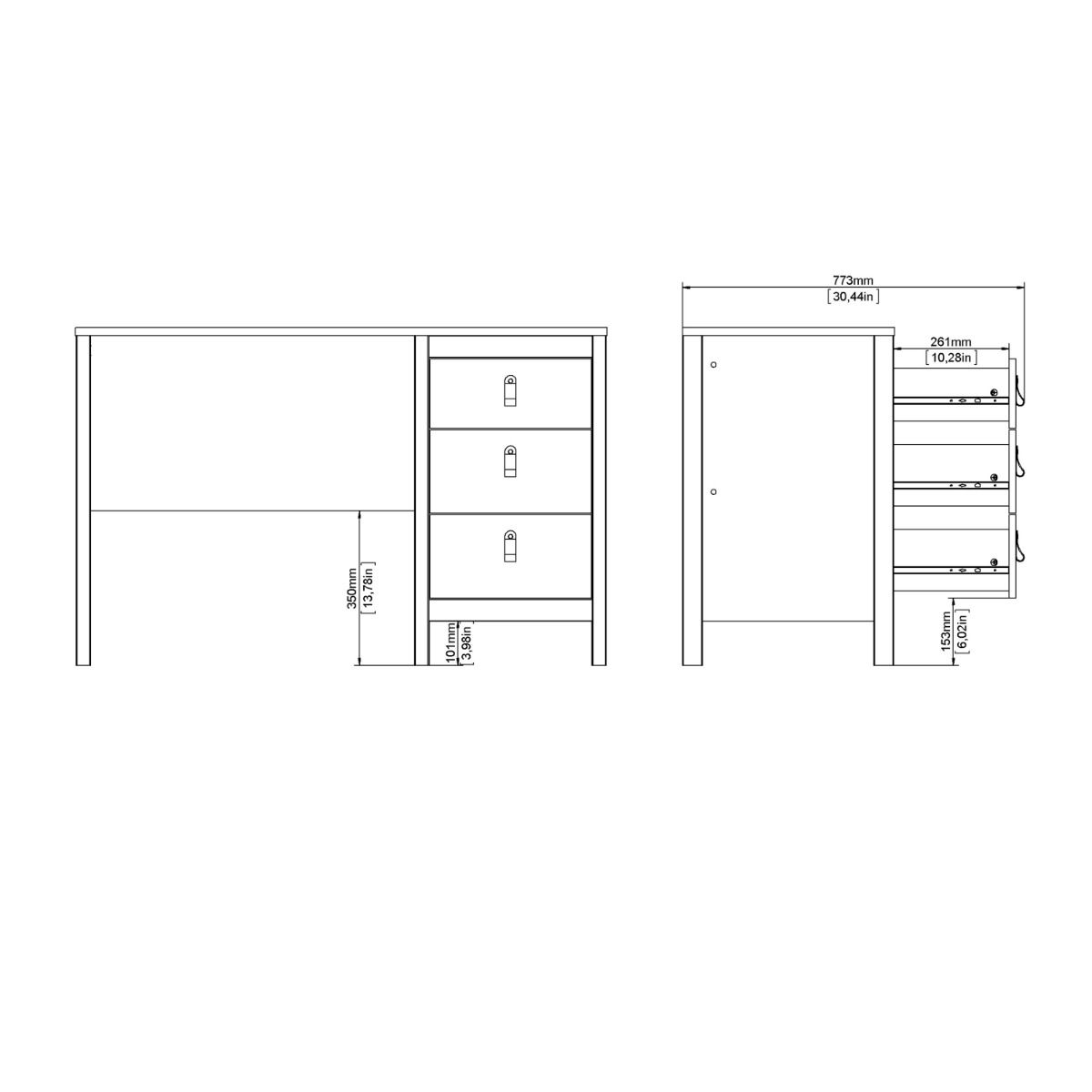 Wooden Desk for Home And Office With 3 Drawers - Madrid