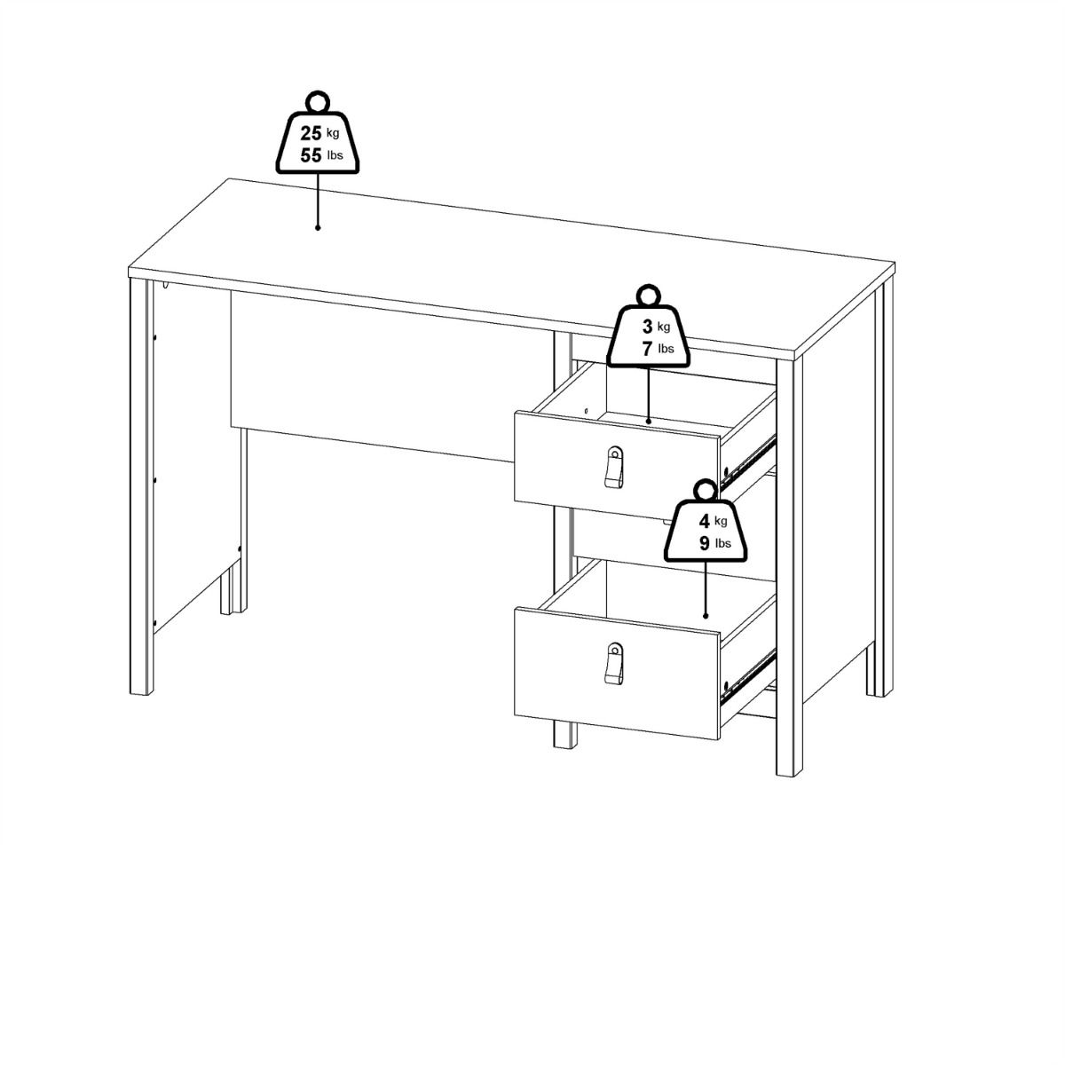 Wooden Desk for Home And Office With 3 Drawers - Madrid