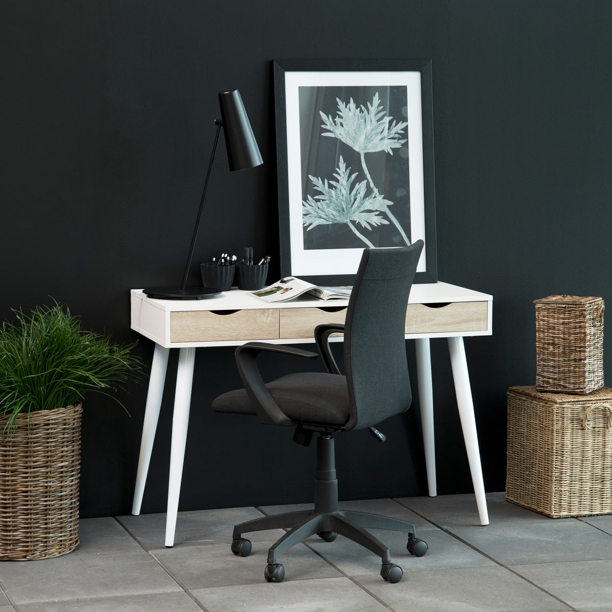 Wooden Desk for Home And Office With 3 Oak Drawers - Neptun