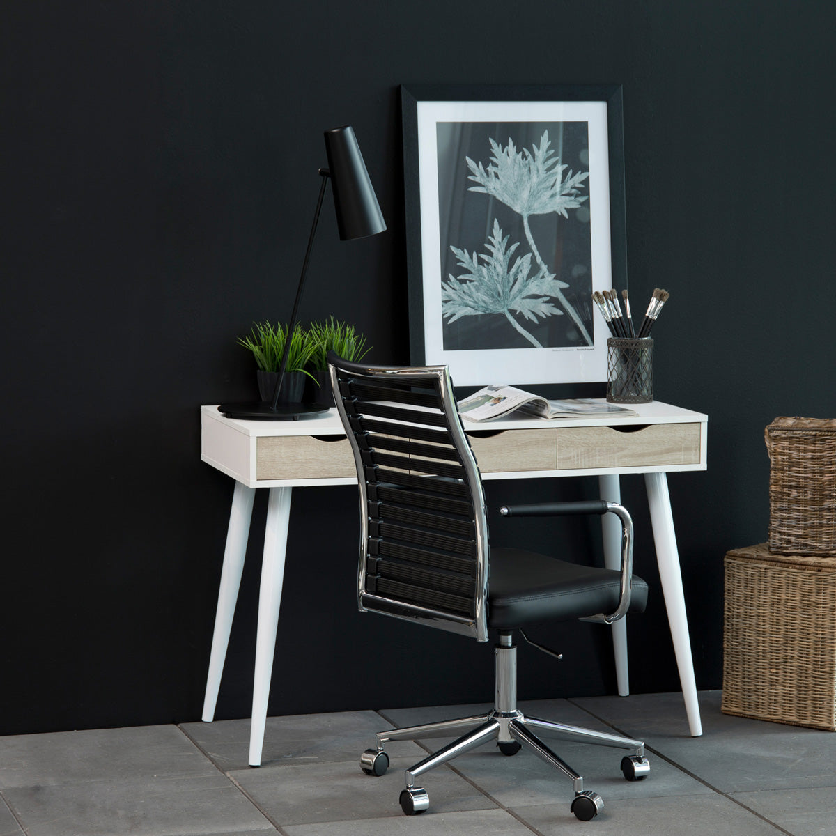 Wooden Desk for Home And Office With 3 Oak Drawers - Neptun