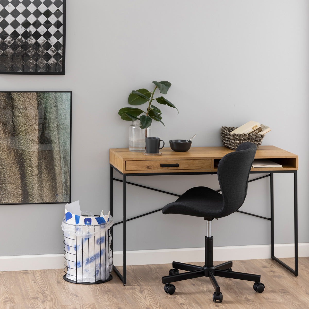 Wooden Desk for Home And Office 110cm Wide With 1 Drawer - Seaford