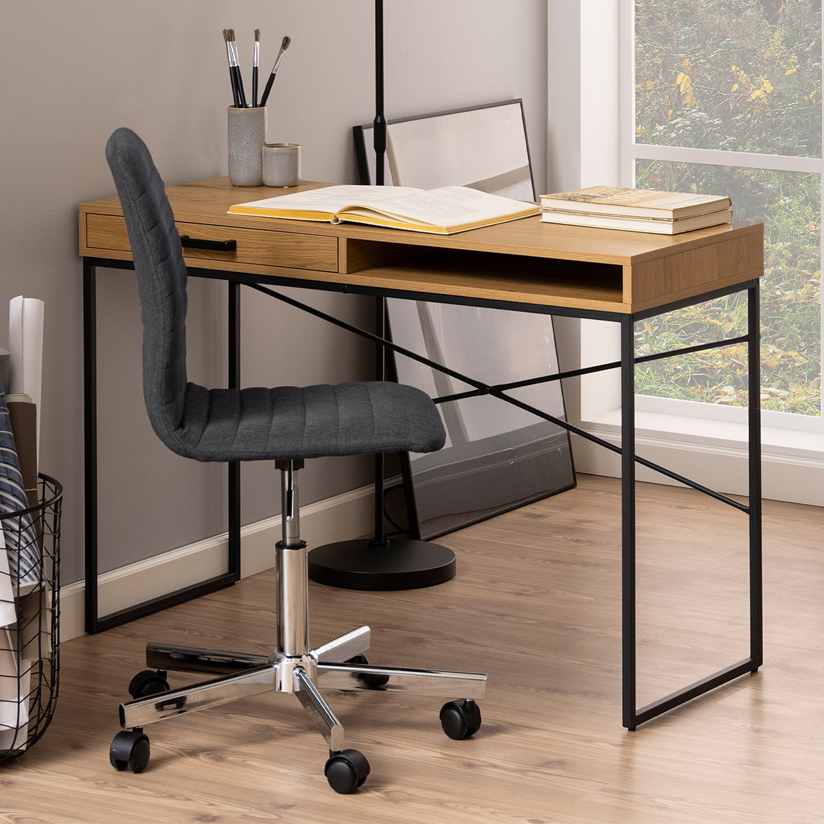 Wooden Desk for Home And Office 110cm Wide With 1 Drawer - Seaford