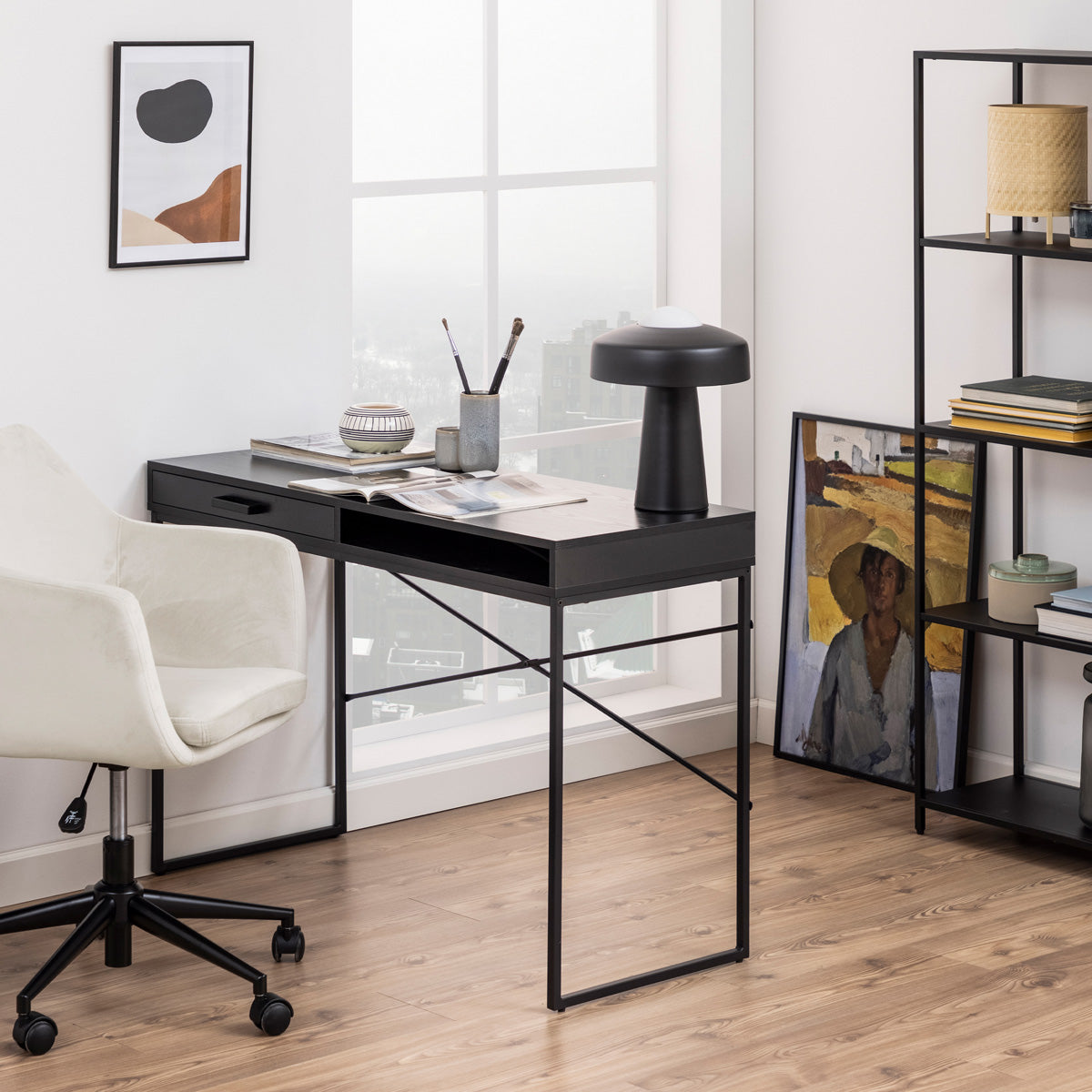 Wooden Desk for Home And Office 110cm Wide With 1 Drawer - Seaford