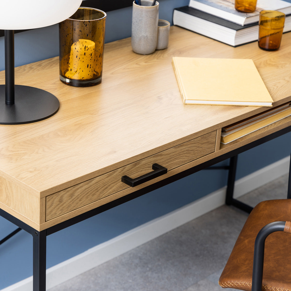Wooden Desk for Home And Office 140cm Wide With 1 Drawer - Seaford