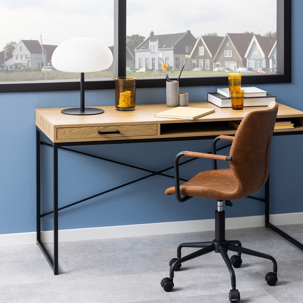 Wooden Desk for Home And Office 140cm Wide With 1 Drawer - Seaford