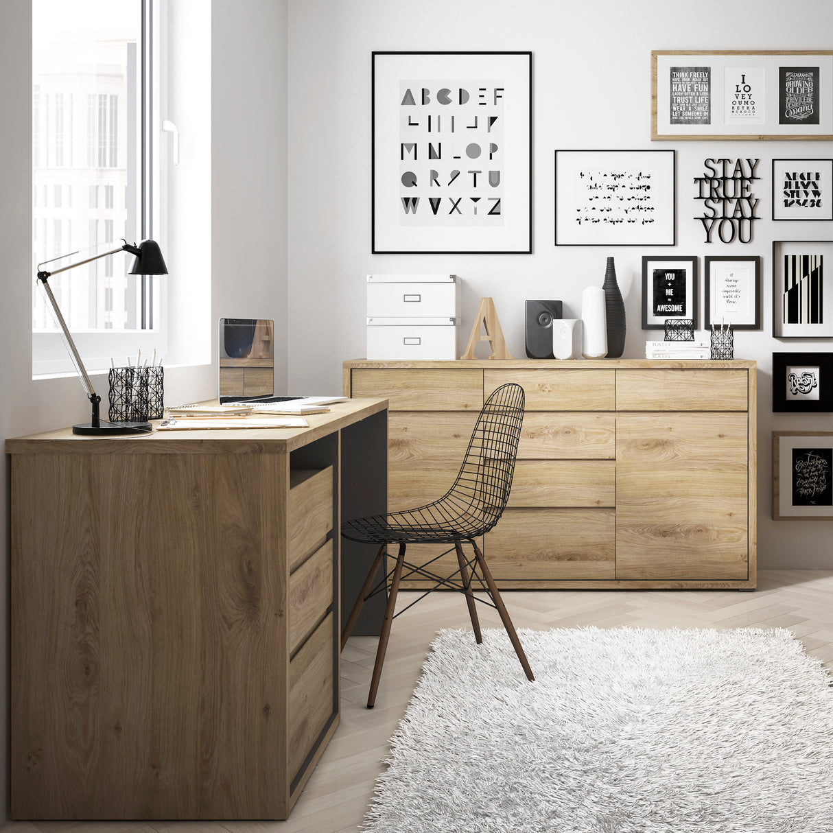 Wooden Desk for Home And Office With 3 Drawers - Shetland