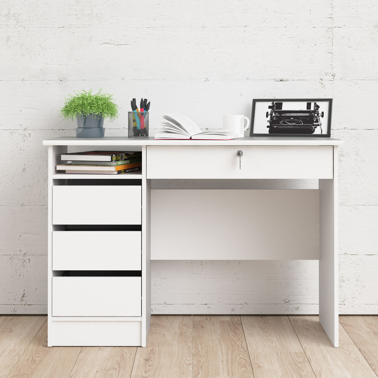 Wooden Desk for Home And Office 4 Drawers - Function Plus