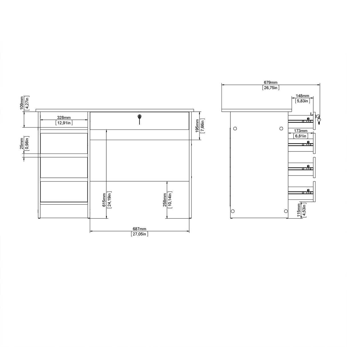 Wooden Desk for Home And Office 4 Drawers - Function Plus