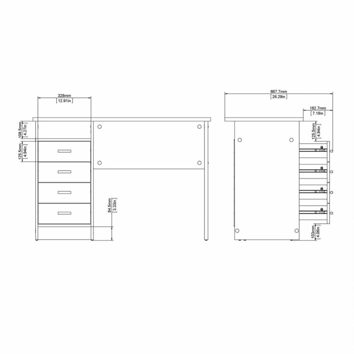Wooden Desk for Home And Office With 4 Drawers - Function Plus