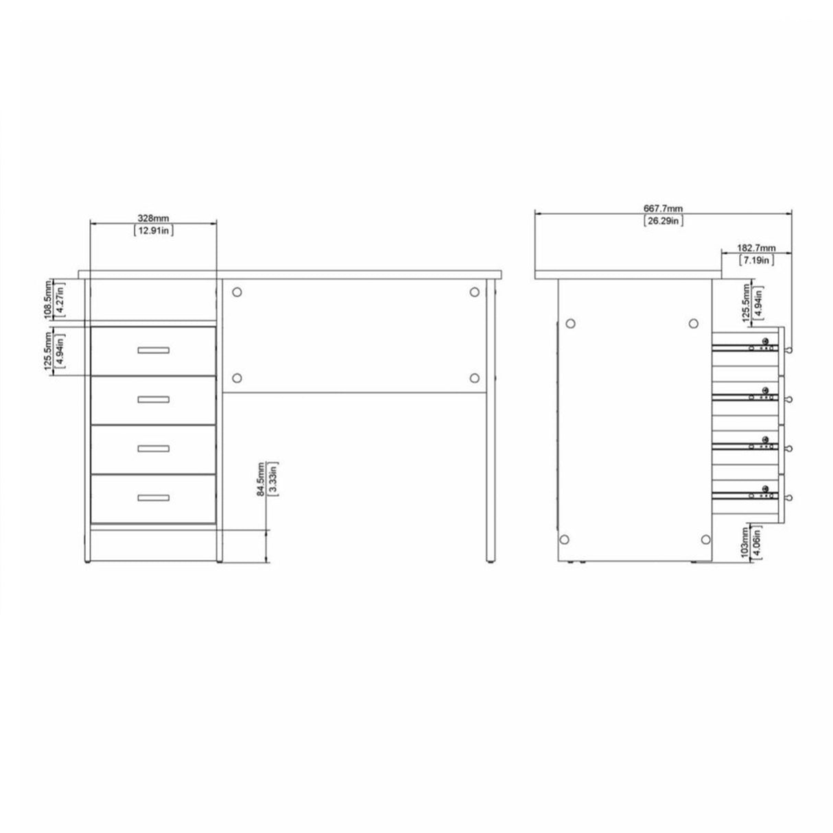 Wooden Desk for Home And Office With 4 Drawers - Function Plus
