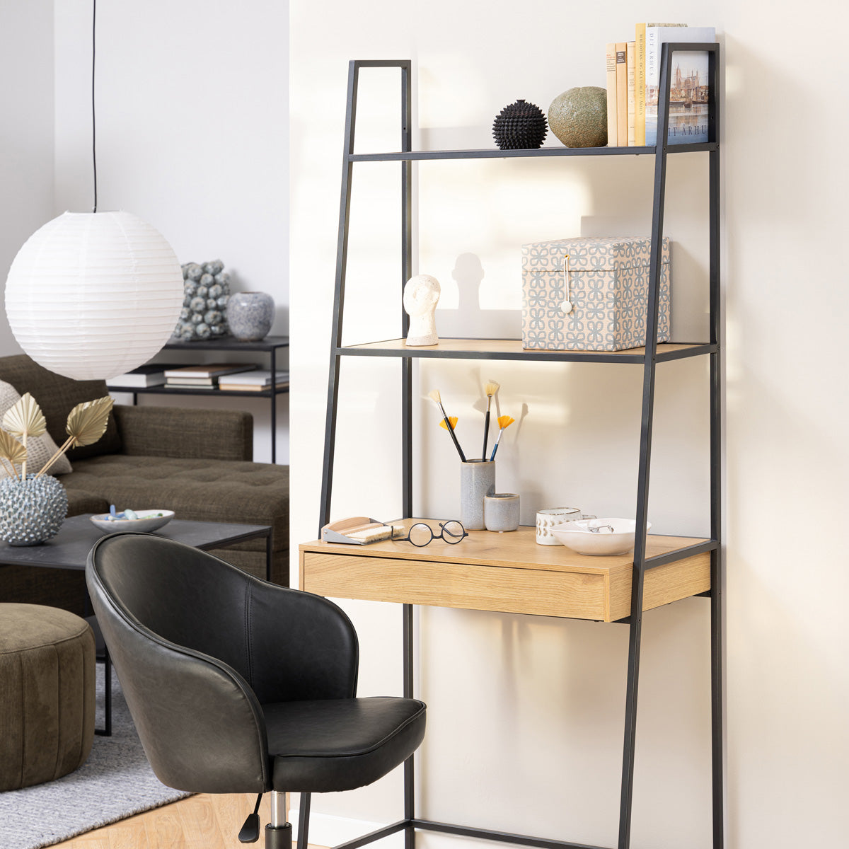 Wooden Desk for Home And Office in Ladder Design With 1 Drawer - Seaford