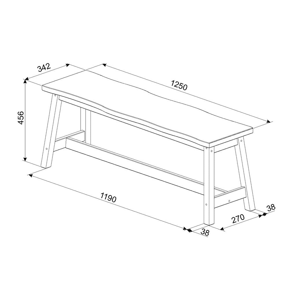 Wooden Dining Bench 122.5cm Wide - Corona