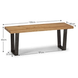 Wooden Dining Bench for 2 People Rectangular - Brooklyn