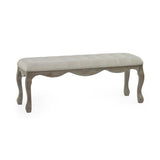 Wooden Dining Bench for 2 People With Fabric Seat - Camille