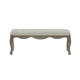 Wooden Dining Bench for 2 People With Fabric Seat - Camille
