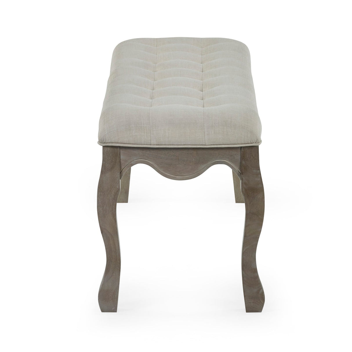 Wooden Dining Bench for 2 People With Fabric Seat - Camille