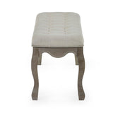 Wooden Dining Bench for 2 People With Fabric Seat - Camille