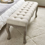Wooden Dining Bench for 2 People With Fabric Seat - Camille