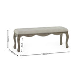 Wooden Dining Bench for 2 People With Fabric Seat - Camille