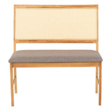 Wooden Dining Bench With Fabric Seat - Ellis