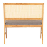 Wooden Dining Bench With Fabric Seat - Ellis