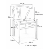 Wooden Dining Chair With Hand-Woven Seat - Strelley
